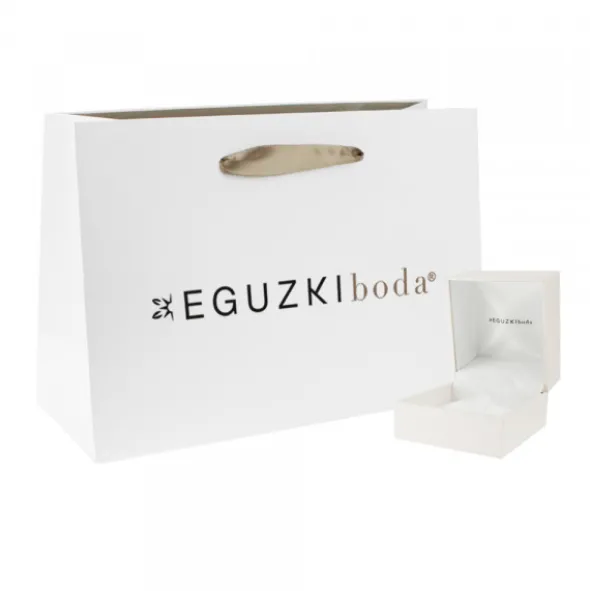 Alianza Oro Blanco 4mm y 4 Eguzkilore Personalizable