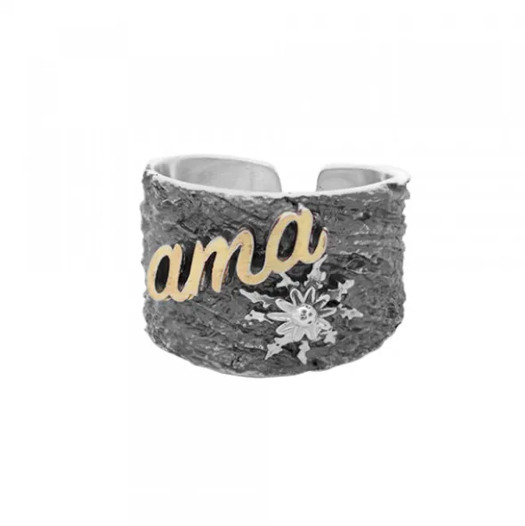 Anillo Ama de Plata y Lámina de Oro