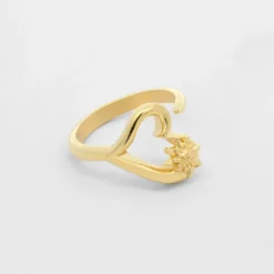 Anillo Bihotza de Plata Dorada