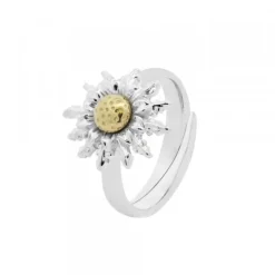 Anillo Eguzkilore de Plata Bicolor Ajustable