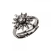 Anillo Eguzkilore Plata Negra Ajustable