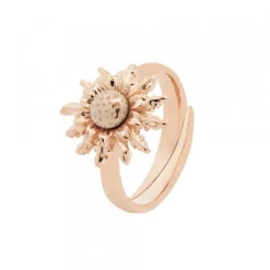 Anillo Eguzkilore Plata Rosa Ajustable