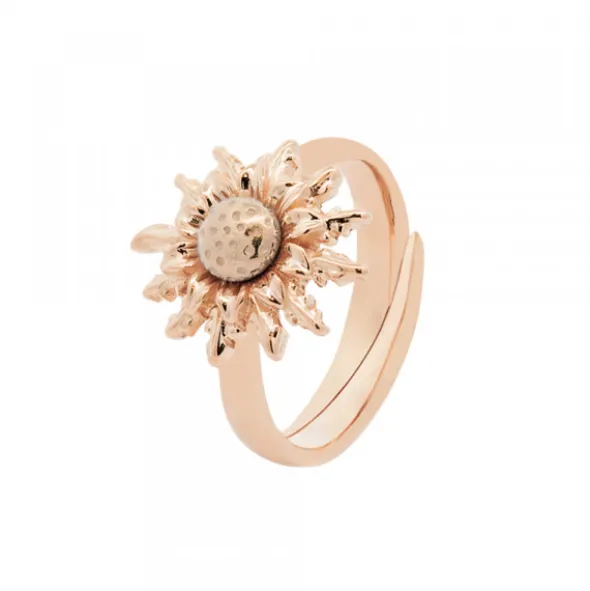 Anillo Eguzkilore Plata Rosa Ajustable