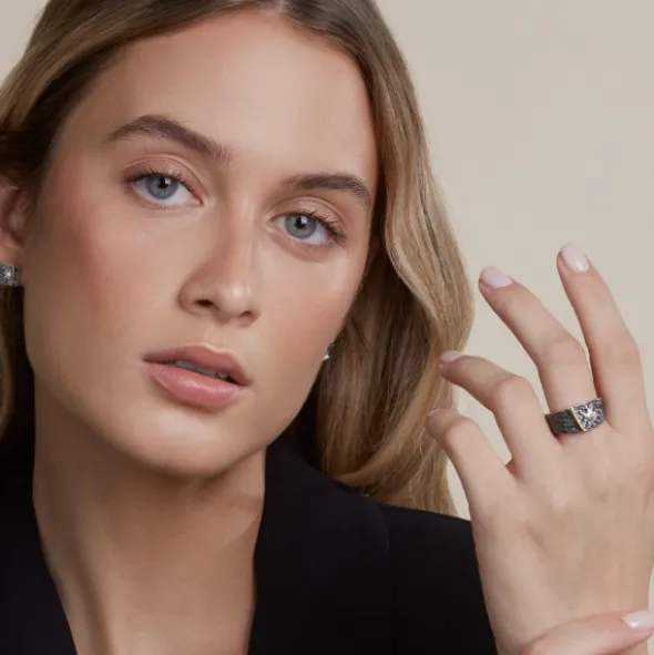 Anillo Grande Flysch Plata con Lámina de Oro