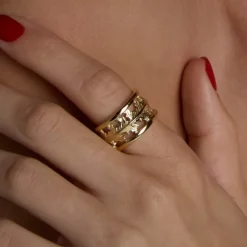 Anillo Mari Plata Dorada Ajustable