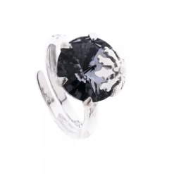 Anillo Queen 3 Plata y Cristal Cobalto