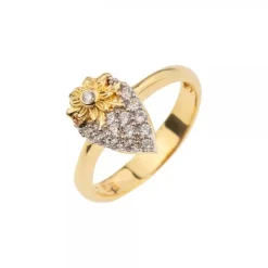 Anillo Tanta Plata Dorada y Circonitas
