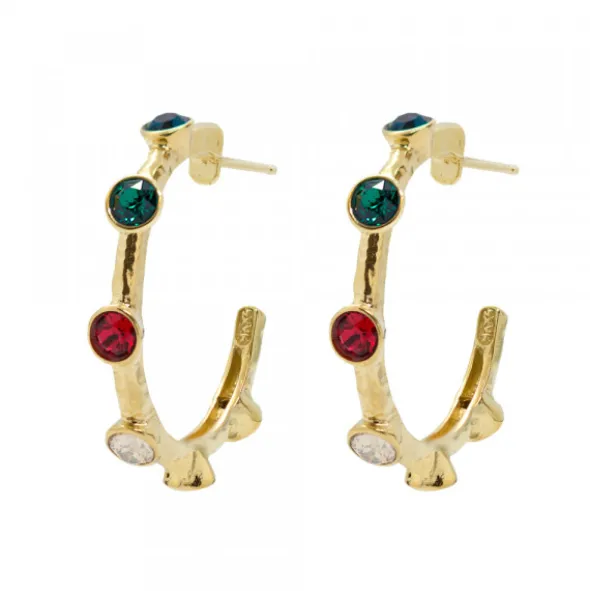 Aros Arrue Plata Dorada y Circonitas