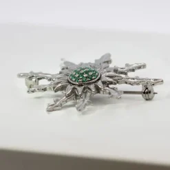 Broche Eguzkilore Plata con Circonitas Verdes 38mm