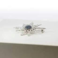 Broche Eguzkilore Plata con Circonitas Azules 38mm