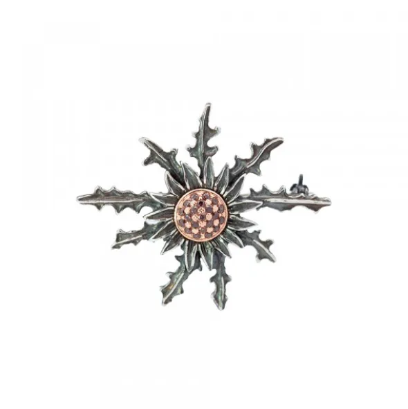 Broche Eguzkilore Plata con Circonitas Verdes 38mm