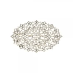 Broche Oval Plata y Cristales Blancos