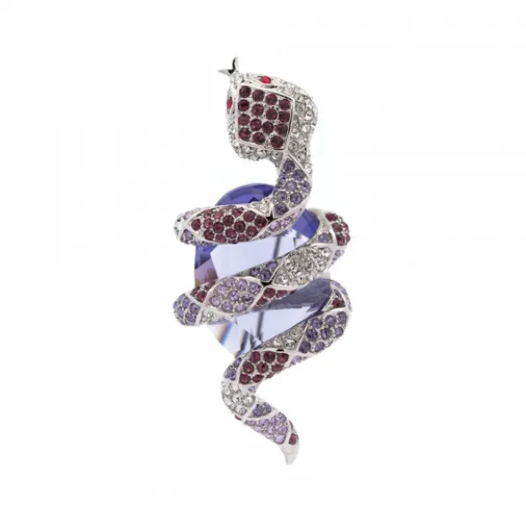 Broche Serpiente Plata y Cristales