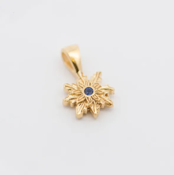 Colgante Basic Colors Plata Dorada y Circonita Azul 10mm