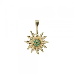 Colgante Eguzkilore Oro y Circonitas Verdes 14mm