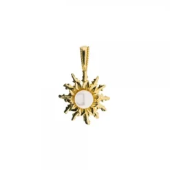 Colgante Eguzkilore Plata Dorada y Perla 14mm