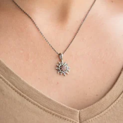 Colgante Eguzkilore Plata Envejecida y Circonitas 14mm