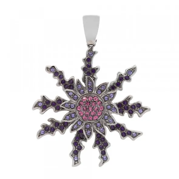 Colgante Eguzkilore Plata y Circonitas Moradas 45mm