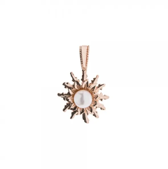 Colgante Eguzkilore Plata Rosa y Perla 14mm
