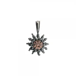 Colgante Eguzkilore Plata Envejecida y Circonitas Marrones 14mm