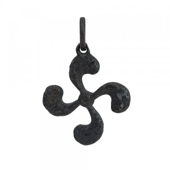 Colgante Lauburu de Plata Oxidada 22mm