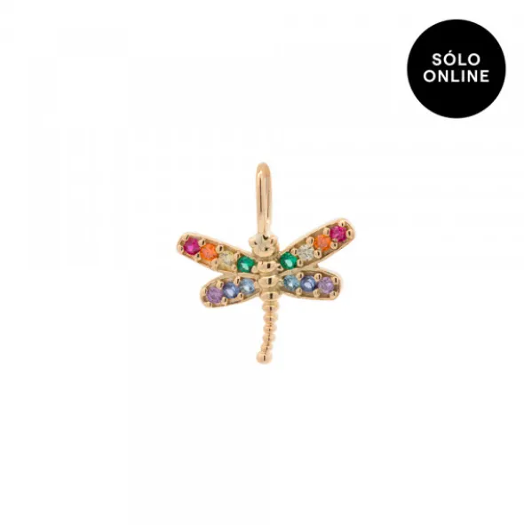 Colgante Libélula Oro y Circonitas Multicolor
