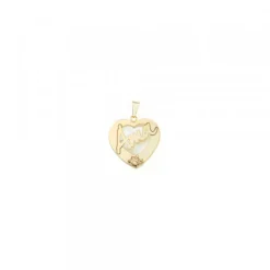 Colgante Mini Ama Corazón Plata Dorada y Nácar