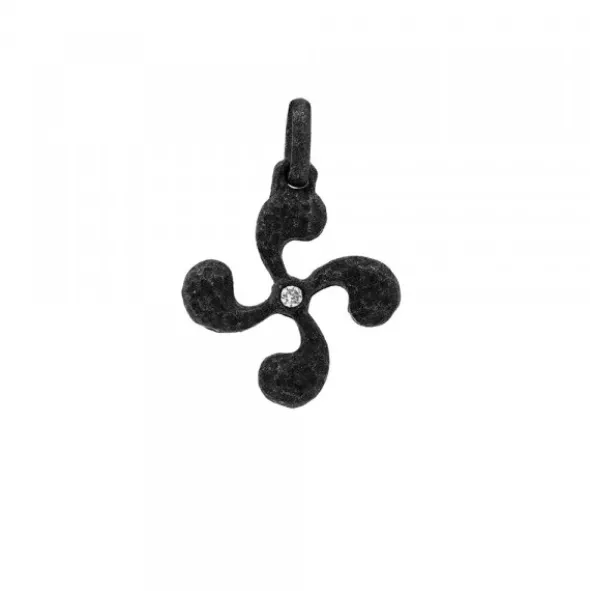 Colgante Mini Lauburu de Plata 14mm con Circonita