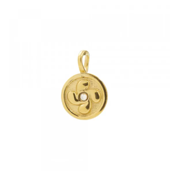 Colgante Mini Lauburu Dorado y Circonita 11mm