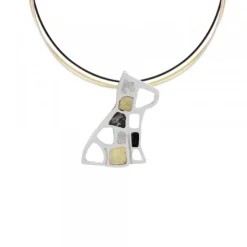 Colgante Puppy Plata y Lámina de Oro y Cable Tricolor