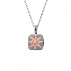 Colgante Q2 Plata Negra y Eguzkilore Rosa