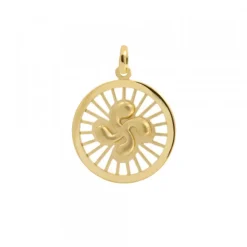 Colgante Radial Lauburu Plata Dorada 22mm Personalizable