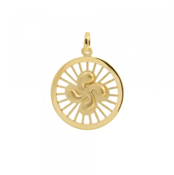 Colgante Radial Lauburu Plata Dorada 22mm Personalizable