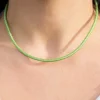 Cordón de Cuero Verde Metalizado