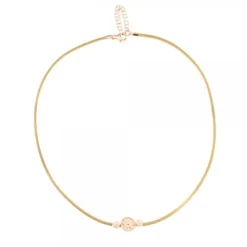 Gargantilla Anuk Cuero Beige con Plata Rosa