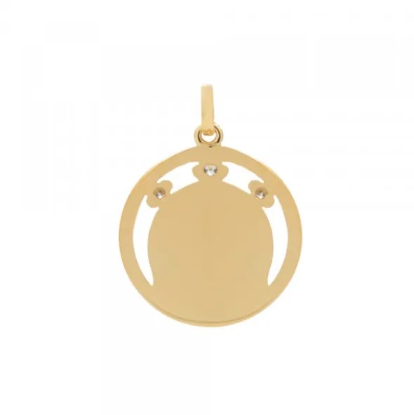 Medalla Eguzkilore Plata Dorada y Circonitas 20mm