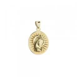 Medalla Ovalada Virgen Niña Oro 18mm