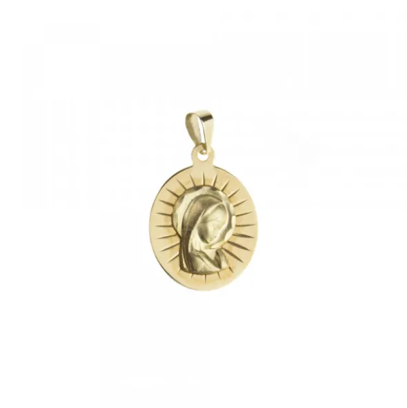 Medalla Ovalada Virgen Niña Oro 18mm