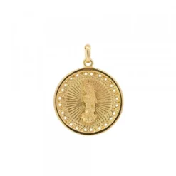 Medalla Virgen Blanca de Plata Dorada Personalizable