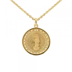 Medalla Virgen Blanca de Plata Dorada Personalizable