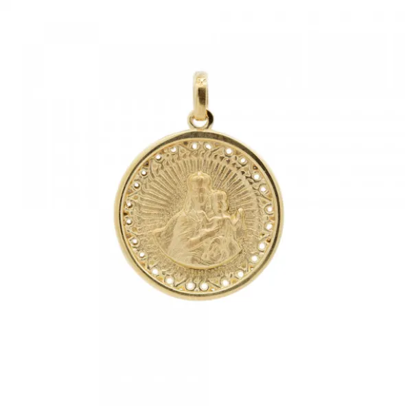 Medalla Virgen del Carmen de Plata Dorada Personalizable