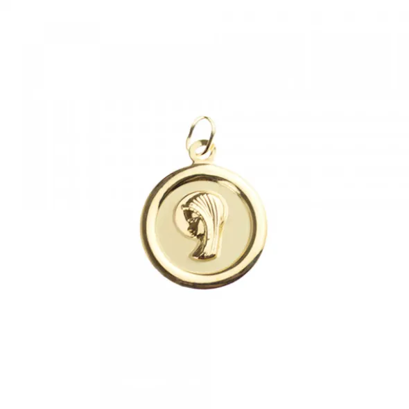 Medalla Virgen Niña Oro 15mm Personalizable
