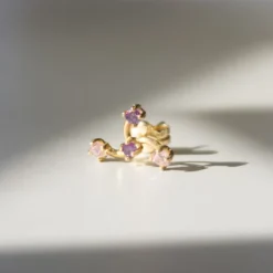 Pendiente Mini Oro y Circonitas Multicolor