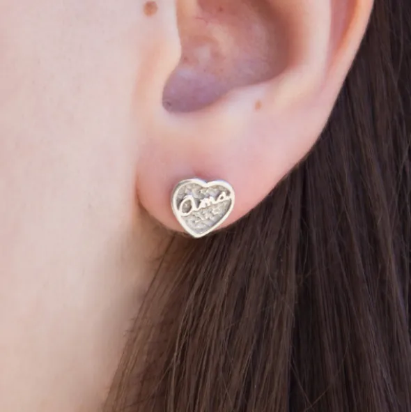 Pendientes Ama Corazón Plata