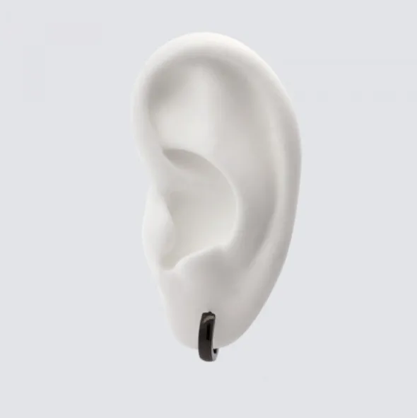 Pendientes Aro Acero Negro Fino 13mm