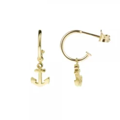 Pendientes Aro Ancla de plata dorada