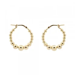 Pendientes Aro Bolitas Plata Dorada 20mm