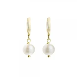 Pendientes Aro Cripa Plata Dorada y Perla 12mm