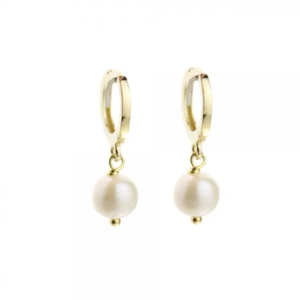 Pendientes Aro Cripa Plata Dorada y Perla 12mm