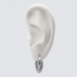 Pendientes Aro Doble Entrelazados en Rutenio 20mm